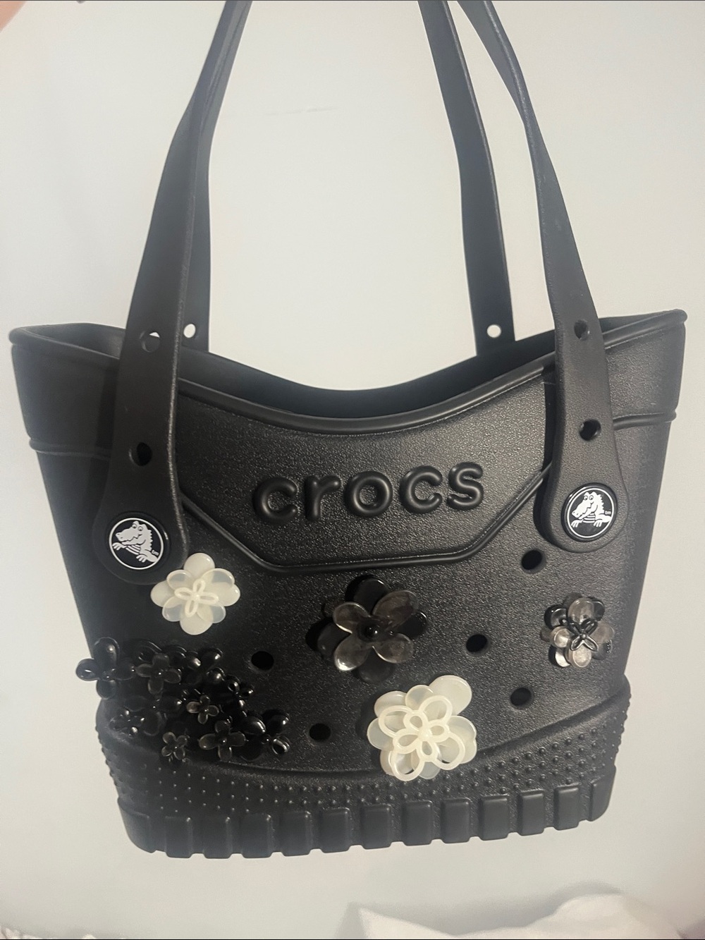 NWOT | CROCS Black Floral Jibbitz Mini Tote